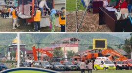 Foto dokumentasi di area apel kesiapsiagaan BPBD Agara selasa (20/12) 2022 di lapangan A. Yani Aceh Tenggara (poto/Suara Nesia Com/Sadikin)
